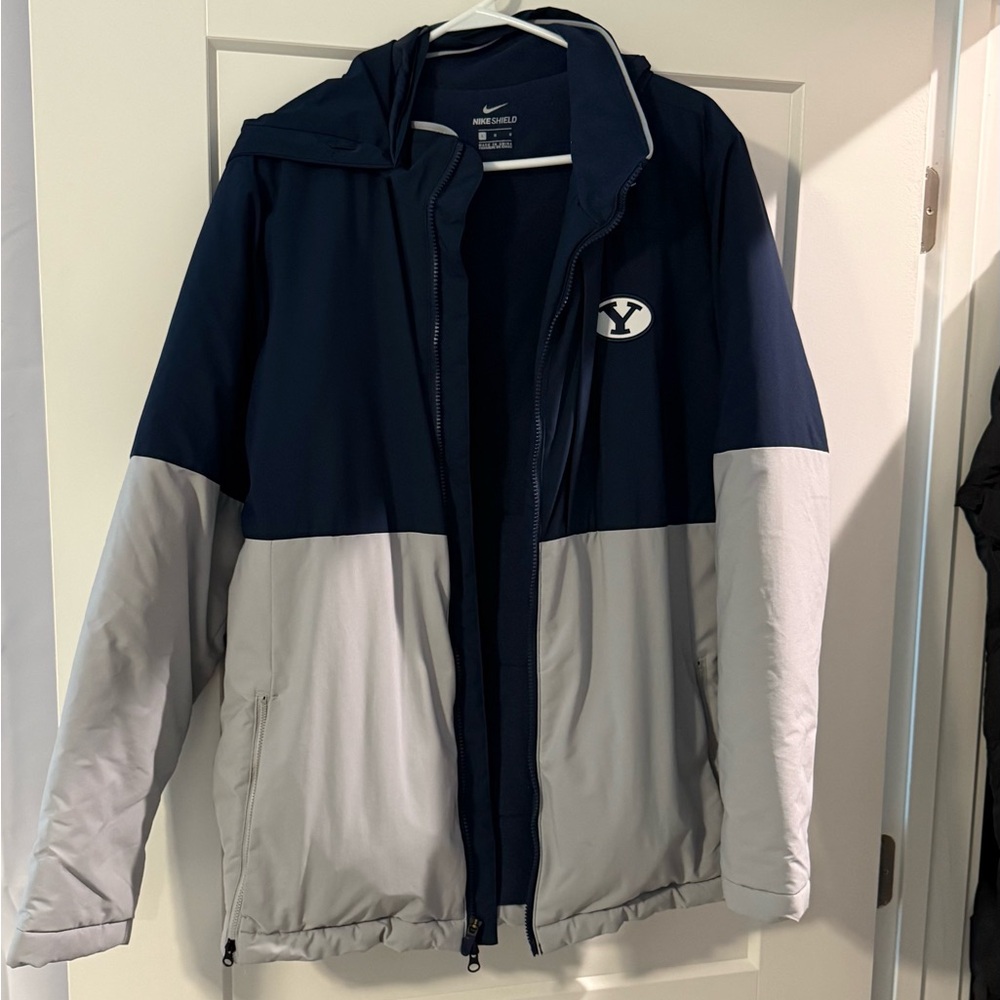 Nike Men's Blue and Gray Puffer Jacket